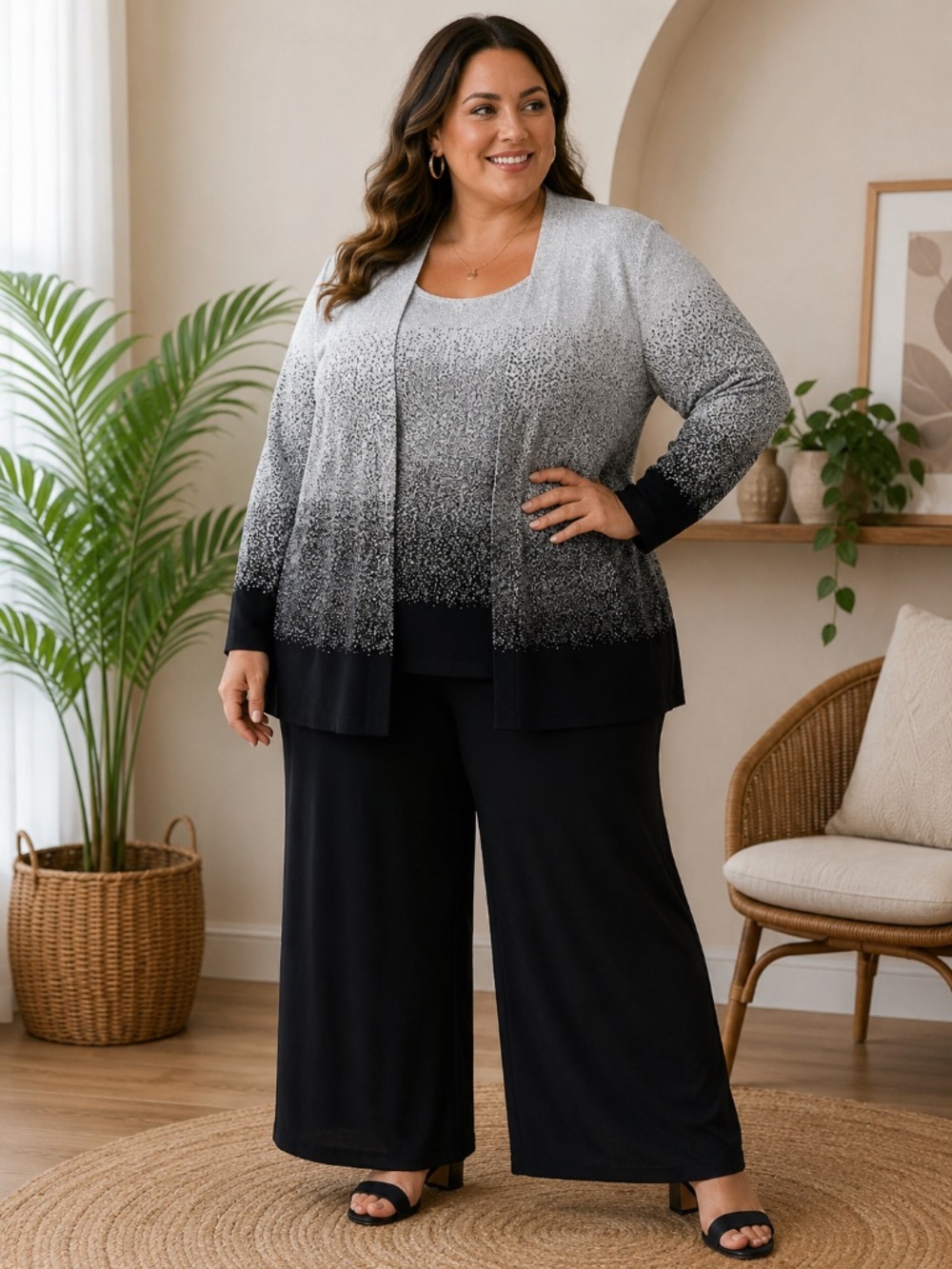 Alfred Dunner Layered Twin Set/Layered Open Women’s Cardigan Look  Size 3X